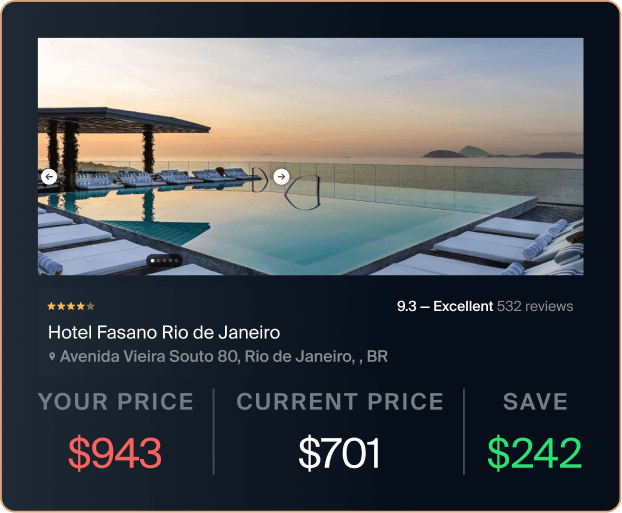 Gondola rate monitoring dashboard showing price drops